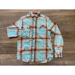 Angry Minnow Vintage Shirt Men’s M Blue Plaid Flannel Long Sleeve "Made Bail"